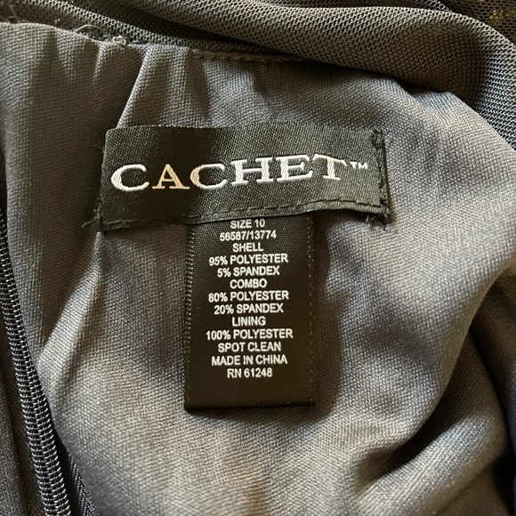 LONG DRESS CACHET gray embellished side Rushing - Picture 6 of 7